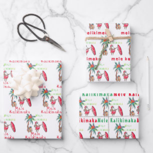 Hawaiian Santa Mele Kalikimaka Wrapping Paper