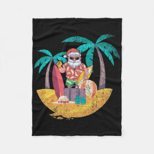 Hawaiian Santa Tropical Summer Surfing Christmas I Fleece Blanket