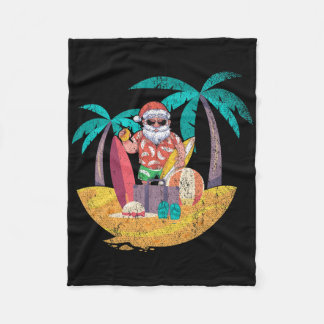 Hawaiian Santa Tropical Summer Surfing Christmas I Fleece Blanket