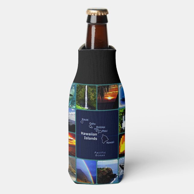 Hawaiian scenes bottle wrap bottle cooler (Bottle Front)