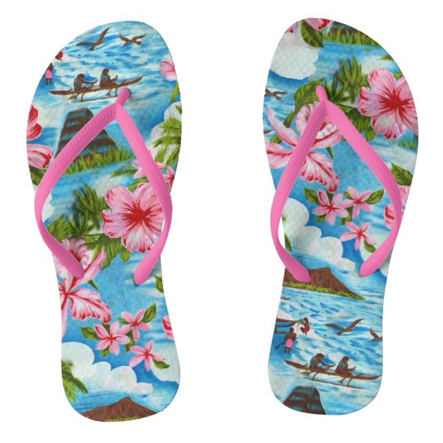 Hawaiian Scenes Flip Flops (Footbed)