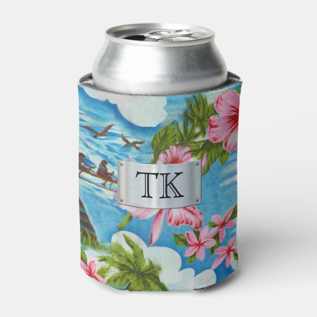 Hawaiian Scenes with your Initials Can Cooler (Can Front)
