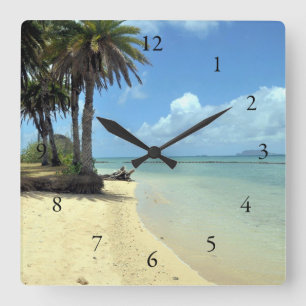 Hawaiian Scenic Ocean View Square Wall Clock