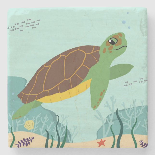 Hawaiian Sea Turtle Coastal Coaster (Front)