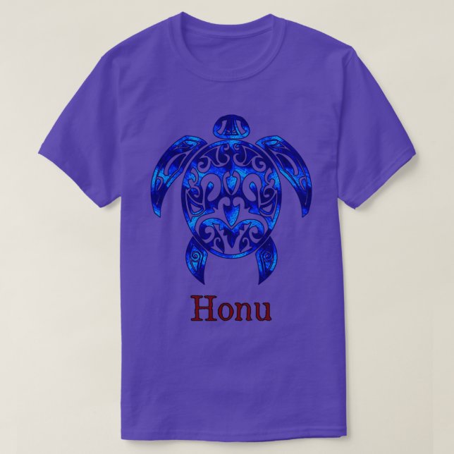 Hawaiian Sea Turtle in Variable Blue T-Shirt (Design Front)