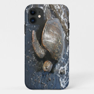 Hawaiian Sea Turtle on Black Sand Beach iPhone 11 Case
