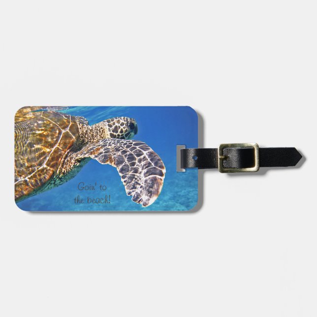 Hawaiian Sea turtle swimming Luggage Tag (Front Horizontal)