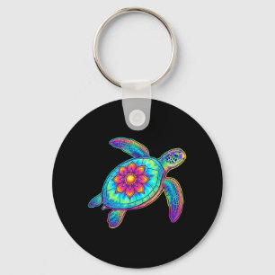 Hawaiian Sea Turtle Tie-Dye Hawaii Colourful Beach Key Ring