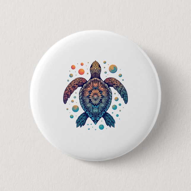 Hawaiian Sea Turtle Tie-Dye Hawaii Vacation Beach  6 Cm Round Badge (Front)