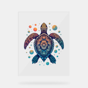 Hawaiian Sea Turtle Tie-Dye Hawaii Vacation Beach Acrylic Sign