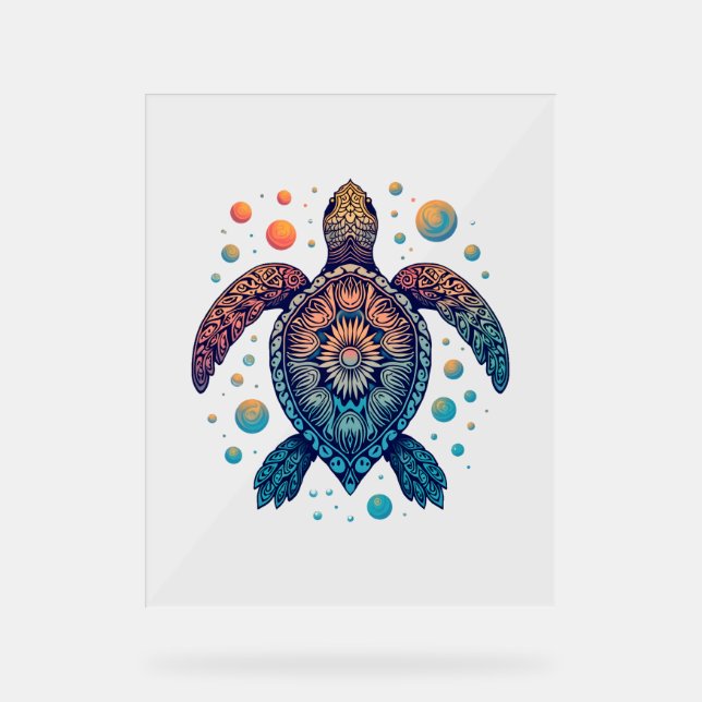 Hawaiian Sea Turtle Tie-Dye Hawaii Vacation Beach  Acrylic Sign (Front)