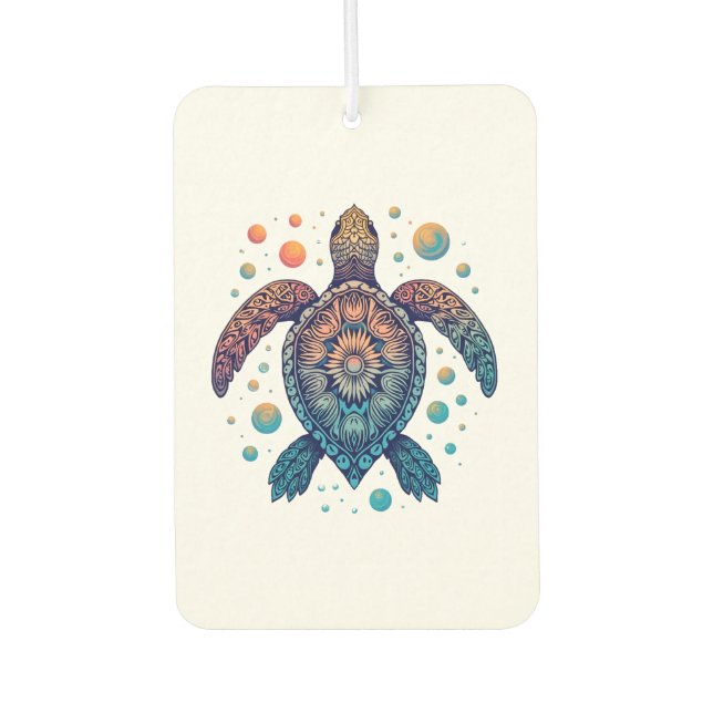 Hawaiian Sea Turtle Tie-Dye Hawaii Vacation Beach  Car Air Freshener (Front)