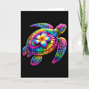 Hawaiian Sea Turtle Tie-dye Hawaii Vacation Beach Card