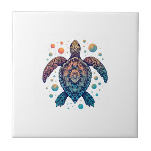 Hawaiian Sea Turtle Tie-Dye Hawaii Vacation Beach Ceramic Tile