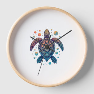 Hawaiian Sea Turtle Tie-Dye Hawaii Vacation Beach Clock