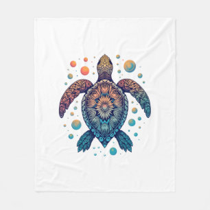 Hawaiian Sea Turtle Tie-Dye Hawaii Vacation Beach  Fleece Blanket