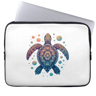 Hawaiian Sea Turtle Tie-Dye Hawaii Vacation Beach Laptop Sleeve