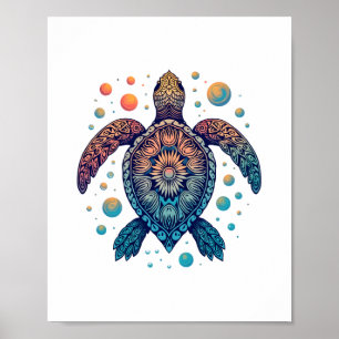 Hawaiian Sea Turtle Tie-Dye Hawaii Vacation Beach  Poster
