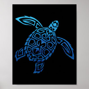 Hawaiian Sea Turtle Tribal Polynesian Pacific Poster