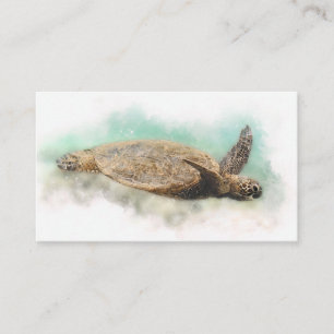 Hawaiian Sea Turtle Watercolor Business Card