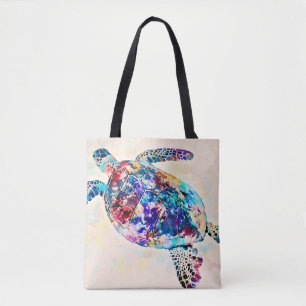 Hawaiian Sea Turtle Watercolor Tote Bag