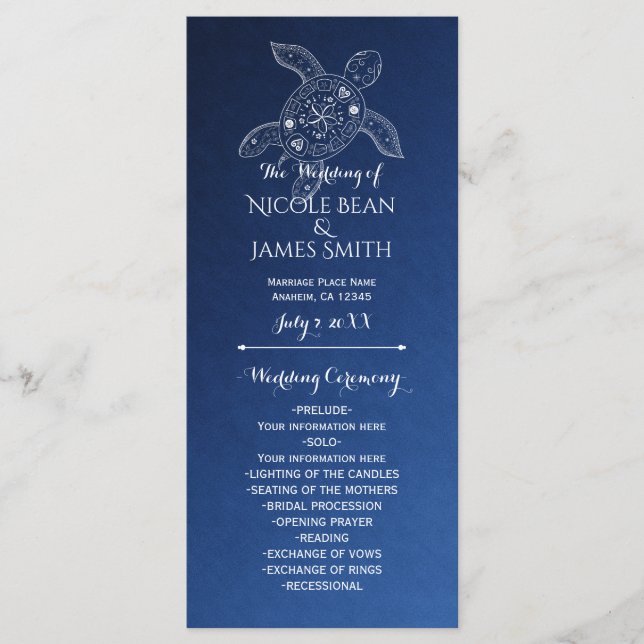 Hawaiian Sea Turtle White on Blue Beach Program (Front)