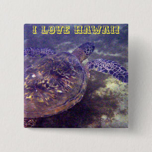 Hawaiian sea turtles 15 cm square badge