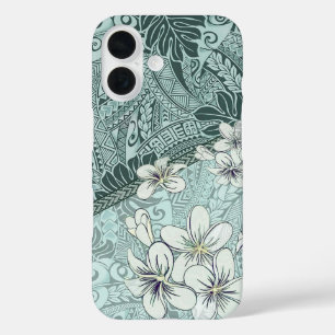 Hawaiian Seafoam Tapa and Plumeria Phone Case