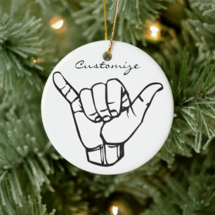 Hawaiian Shaka Brah Wave Thunder_Cove Ceramic Ornament