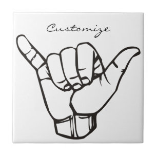 Hawaiian Shaka Brah Wave Thunder_Cove Ceramic Tile