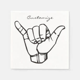 Hawaiian Shaka Brah Wave Thunder_Cove Napkin