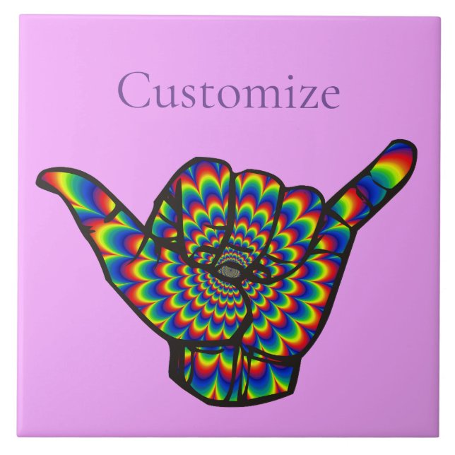 Hawaiian Shaka Psychedelic Thunder_Cove Ceramic Tile (Front)