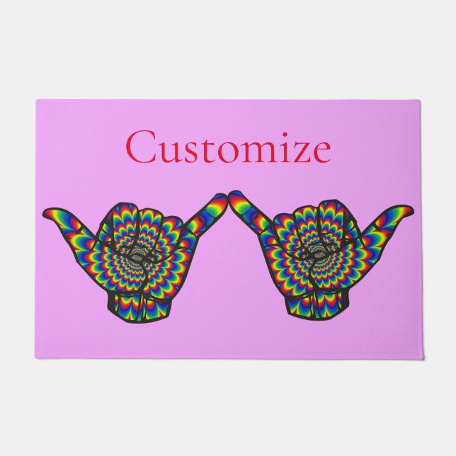 Hawaiian Shaka Psychedelic Thunder_Cove Doormat (Front)