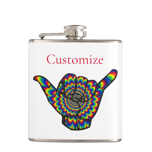 Hawaiian Shaka Psychedelic Thunder_Cove Hip Flask (Front)