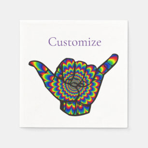 Hawaiian Shaka Psychedelic Thunder_Cove Napkin