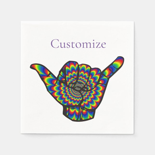 Hawaiian Shaka Psychedelic Thunder_Cove Napkin (Front)