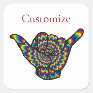 Hawaiian Shaka Psychedelic Thunder_Cove Square Sticker