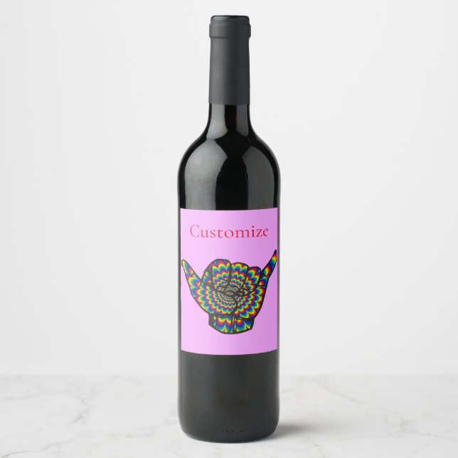 Hawaiian Shaka Psychedelic Thunder_Cove Wine Label (Front)