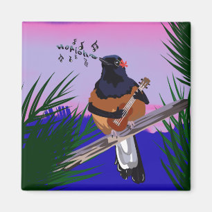 Hawaiian Shama Bird playing ukulele Magnet