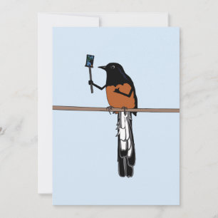 Hawaiian Shama Bird Selfie Holiday Card