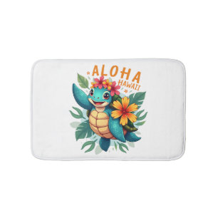 Hawaiian-Shirt Aloha Hawaii Sea Turtle Girl Women Bath Mat