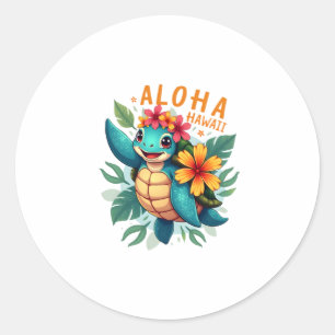 Hawaiian-Shirt Aloha Hawaii Sea Turtle Girl Women Classic Round Sticker