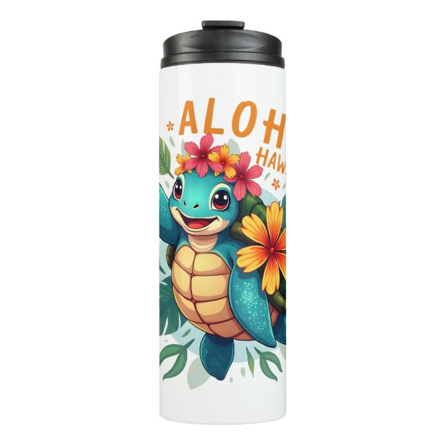Hawaiian-Shirt Aloha Hawaii Sea Turtle Girl Women  Thermal Tumbler (Front)