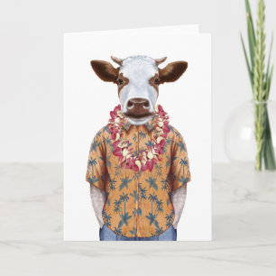 Hawaiian Shirt Cow Card