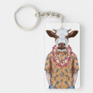 Hawaiian Shirt Cow Key Ring