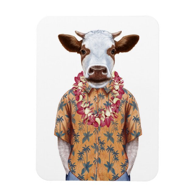 Hawaiian Shirt Cow Magnet (Vertical)