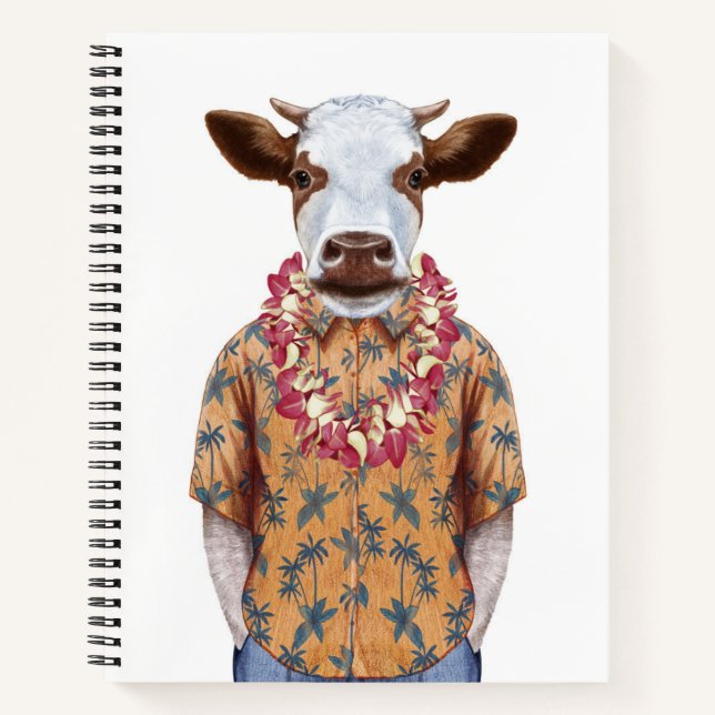 Hawaiian Shirt Cow Notebook (Front)