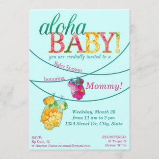 Hawaiian Shirt Onsie Luau Shower Invitation