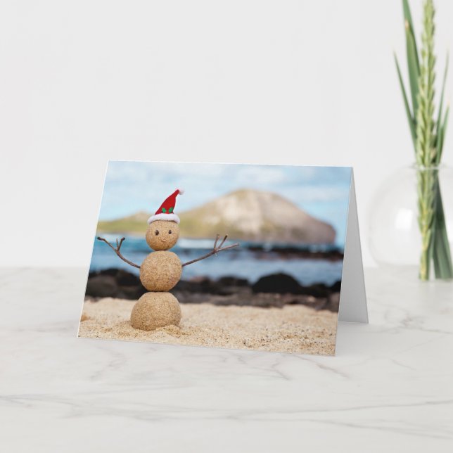 Hawaiian Snowman Christmas Card (Front)