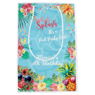 Hawaiian splish splash summer pool birthday bash medium gift bag